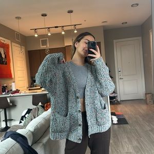 Super cozy knit Supplies sweater cardigan blue multi in XL